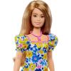 imageBarbie Fashionistas Doll 121 with Brown Hair ampamp Prosthetic Leg Wearing Blue Sweater Dress ampamp Accessories Including Shoes ampamp Hoop EarringsBlue pink white