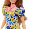 imageBarbie Fashionistas Doll 121 with Brown Hair ampamp Prosthetic Leg Wearing Blue Sweater Dress ampamp Accessories Including Shoes ampamp Hoop EarringsBlue pink white