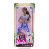 imageBarbie Fashionistas Doll 121 with Brown Hair ampamp Prosthetic Leg Wearing Blue Sweater Dress ampamp Accessories Including Shoes ampamp Hoop EarringsBlue purple