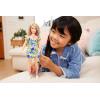 imageBarbie Fashionistas Doll 121 with Brown Hair ampamp Prosthetic Leg Wearing Blue Sweater Dress ampamp Accessories Including Shoes ampamp Hoop EarringsBlue pink white