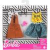imageBarbie Fashions 2Pack Clothing Set 2 Outfits Doll Include White Tee with Kitty Print Yellow Meow Tie Shirt Orange Jumper Blue AnimalPrint Skirt ampamp 2 Accessories