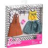 imageBarbie Fashions 2Pack Clothing Set 2 Outfits Doll Include White Tee with Kitty Print Yellow Meow Tie Shirt Orange Jumper Blue AnimalPrint Skirt ampamp 2 Accessories