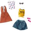 imageBarbie Fashions 2Pack Clothing Set 2 Outfits Doll Include White Tee with Kitty Print Yellow Meow Tie Shirt Orange Jumper Blue AnimalPrint Skirt ampamp 2 Accessories