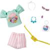 imageBarbie Storytelling Fashion Pack of Doll Clothes Inspired by Hello Kitty ampamp Friends Aqua Kawaii Tokyo Top Striped Shorts ampamp 6 Accessories Dolls Gift for 3 to 8 Year Olds