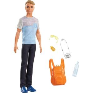 imageBarbie Ken Doll ampamp 5 TravelThemed Accessories Includes Backpack that Opens ampamp Closes Fashion Doll with Dark Brown HairBlonde