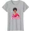 imageBarbie  1980s Black Barbie and Logo TShirtHeather Grey