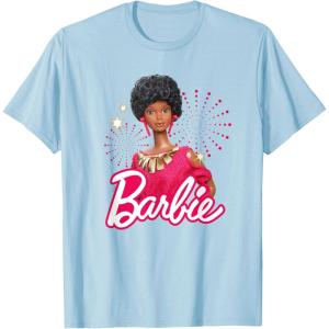imageBarbie  1980s Black Barbie and Logo TShirtBaby Blue