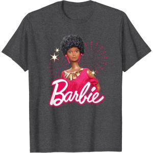 imageBarbie  1980s Black Barbie and Logo TShirtDark Heather Grey