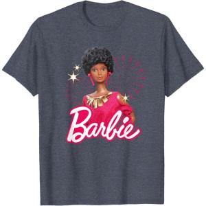 imageBarbie  1980s Black Barbie and Logo TShirtHeather Blue