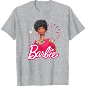 imageBarbie  1980s Black Barbie and Logo TShirtHeather Grey