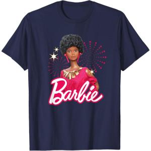 imageBarbie  1980s Black Barbie and Logo TShirtNavy Blue