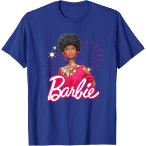 imageBarbie  1980s Black Barbie and Logo TShirtRoyal Blue