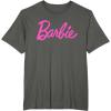 imageBarbie  Classic Script Pink Logo TShirtAsphalt Grey