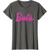 imageBarbie  Classic Script Pink Logo TShirtAsphalt Grey
