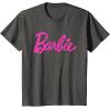 imageBarbie  Classic Script Pink Logo TShirtAsphalt Grey