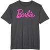 imageBarbie  Classic Script Pink Logo TShirtDark Heather Grey