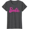 imageBarbie  Classic Script Pink Logo TShirtDark Heather Grey
