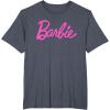 imageBarbie  Classic Script Pink Logo TShirtHeather Blue