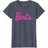 imageBarbie  Classic Script Pink Logo TShirtHeather Blue