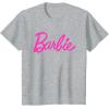 imageBarbie  Classic Script Pink Logo TShirtHeather Grey