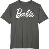 imageBarbie  Classic Script White Logo TShirtAsphalt Grey