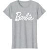 imageBarbie  Classic Script White Logo TShirtHeather Grey
