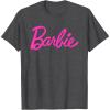 imageBarbie  Classic Script Pink Logo TShirtDark Heather Grey