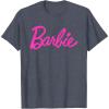 imageBarbie  Classic Script Pink Logo TShirtHeather Blue