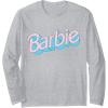 imageBarbie  Pink and Blue Logo Long Sleeve TShirtHeather Grey