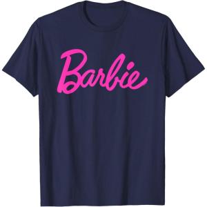 imageBarbie  Classic Script Pink Logo TShirtNavy Blue