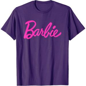 imageBarbie  Classic Script Pink Logo TShirtPurple