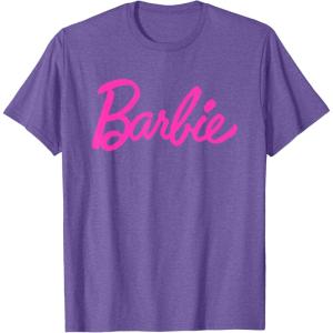 imageBarbie  Classic Script Pink Logo TShirtPurple Heather