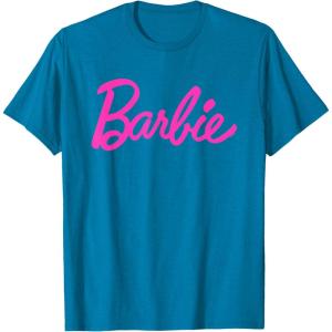 imageBarbie  Classic Script Pink Logo TShirtSapphire Blue