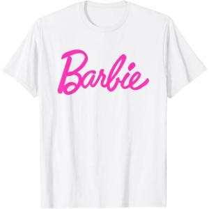 imageBarbie  Classic Script Pink Logo TShirtWhite