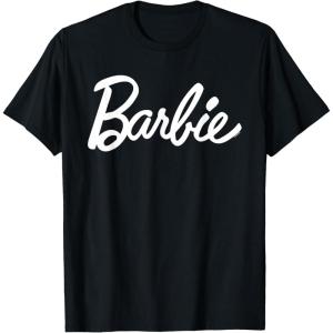 imageBarbie  Classic Script White Logo TShirtBlack