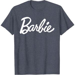 imageBarbie  Classic Script White Logo TShirtHeather Blue