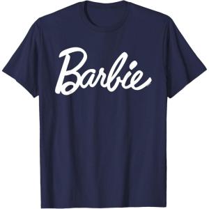 imageBarbie  Classic Script White Logo TShirtNavy Blue