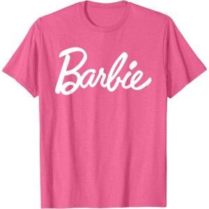 imageBarbie  Classic Script White Logo TShirtPink Heather