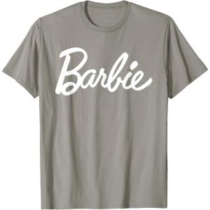 imageBarbie  Classic Script White Logo TShirtSlate Grey