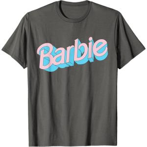 imageBarbie  Pink and Blue Logo TShirtAsphalt Grey
