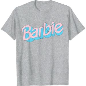 imageBarbie  Pink and Blue Logo TShirtHeather Grey