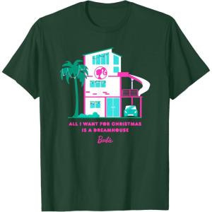 imageBarbie All I Want for Christmas is a Dreamhouse TShirtDark Green