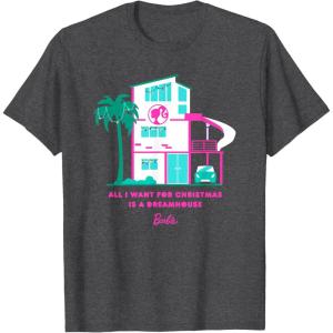 imageBarbie All I Want for Christmas is a Dreamhouse TShirtDark Heather Grey