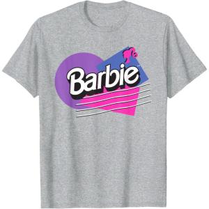 imageBarbie Retro Logo TShirtHeather Grey