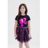 imageBarbie Girls Metallic Print TShirt and Tulle Mesh Skirt Toddler to Big KidBlack  Pink Foil