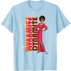 imageBarbie  1980s Black Barbie Vertical Dynamite Logo TShirtBaby Blue