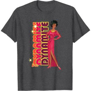 imageBarbie  1980s Black Barbie Vertical Dynamite Logo TShirtDark Heather Grey