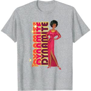 imageBarbie  1980s Black Barbie Vertical Dynamite Logo TShirtHeather Grey