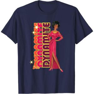 imageBarbie  1980s Black Barbie Vertical Dynamite Logo TShirtNavy Blue