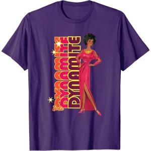 imageBarbie  1980s Black Barbie Vertical Dynamite Logo TShirtPurple